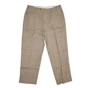 Tommy Hilfiger Pleated Khaki Plaid Pants Men's Size 36X29 Work Church Wool EUC